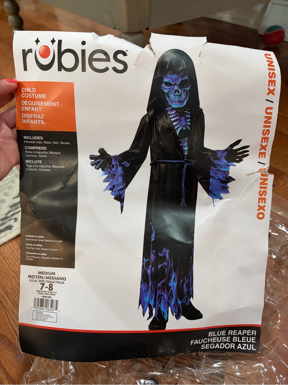 Rubies Blue Reaper Kids Costume - Black and Blue Hooded Robe